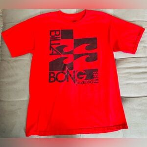 🌱 Billabong Large Bold Red short sleeve Graphic crew neck Tee EUC Y2K